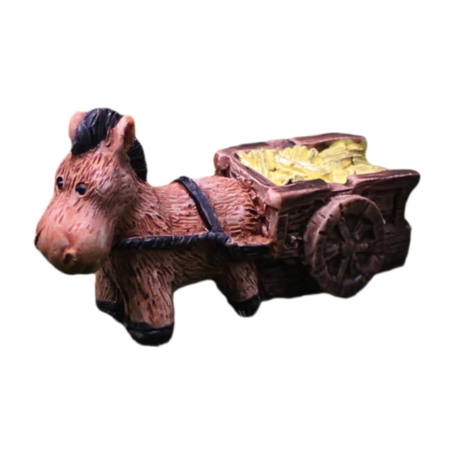 Carro de tracción de caballo, molino, estatua pequeña, escultura, regalo de inauguración de la casa, adorno creativo de jardín, paisaje en miniatura