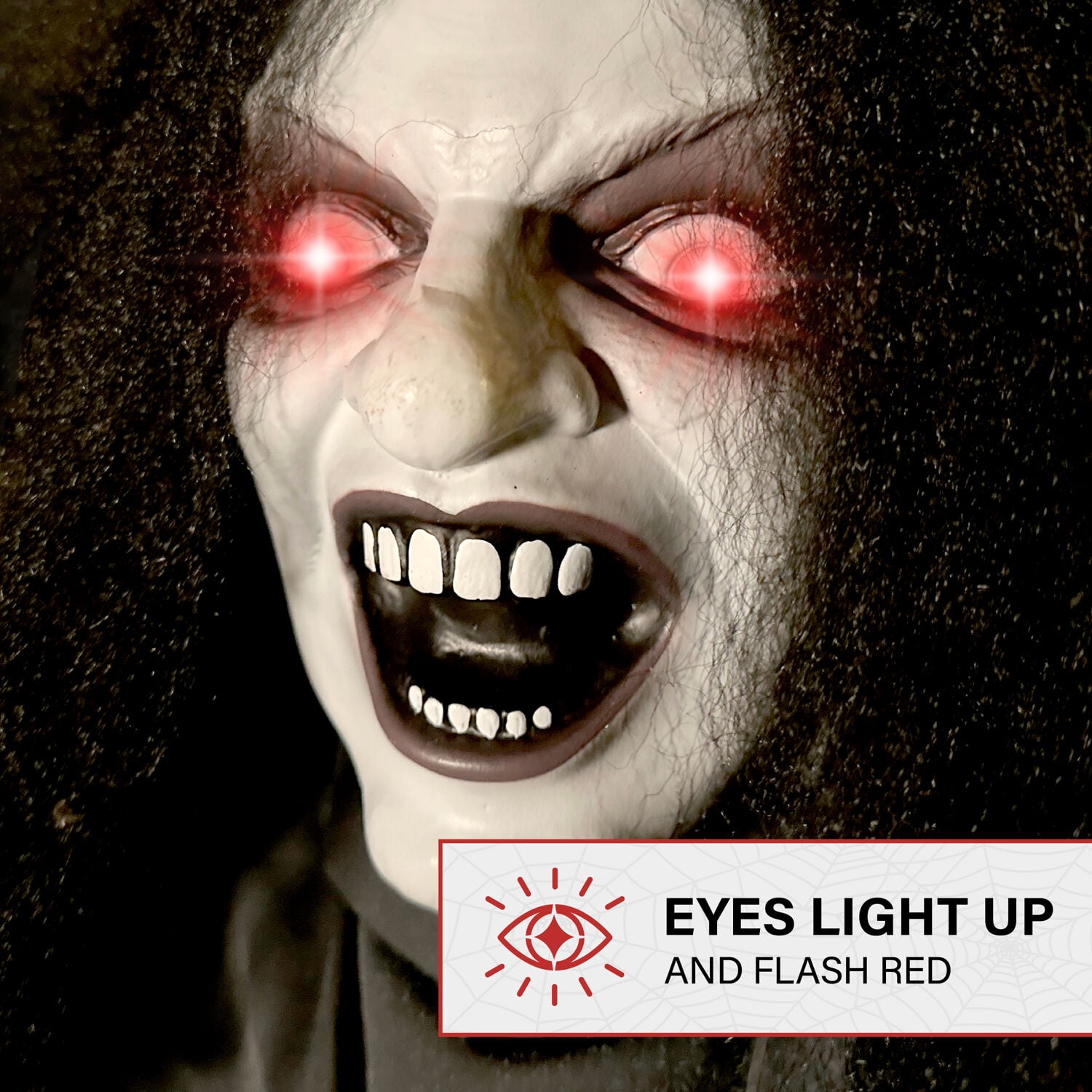 Haunted Hill Farm 15.7 in Animatronic Demon Woman on Swing with Lights and Sound, Halloween Decoration, HHGIRL-10HLSA