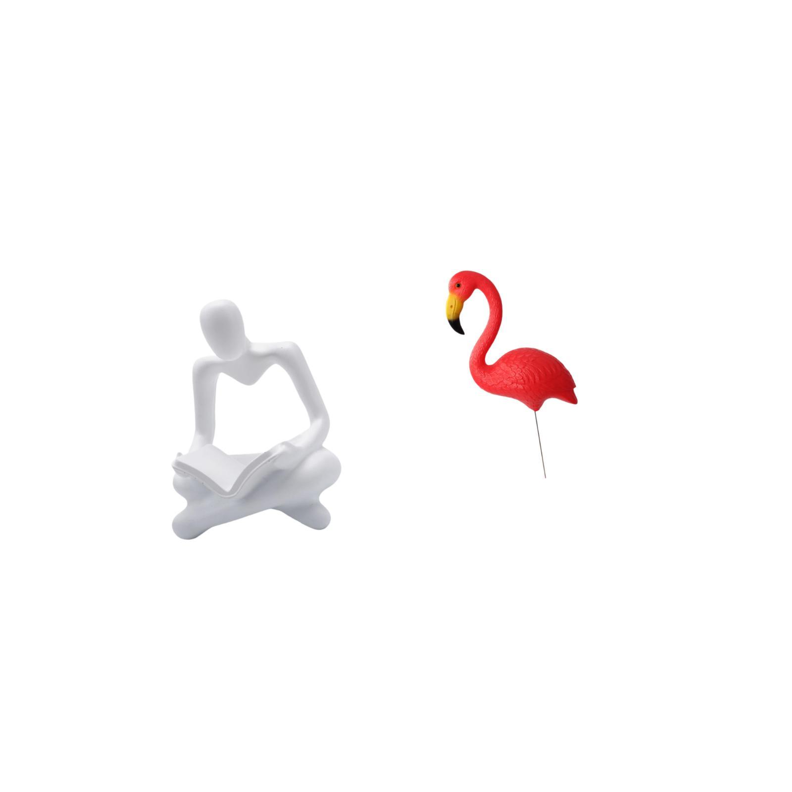 CarpNettore Creative Abstract Bird Thinker Statue Figurine Craft Sculpture for Living Room Decoration Yard Art Ornament Backyard Fairy Garden Accessories Flamingo Garden Stake Holiday Spring