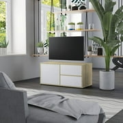 vidaXL TV Cabinet White and Sonoma Oak 31.5"x13.4"x14.1" Chipboard