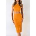 thumbnail image 2 of Vestido PRETTYGARDEN de Verano Midi Ajustado con Corte en Amarillo Talla M, 2 of 5