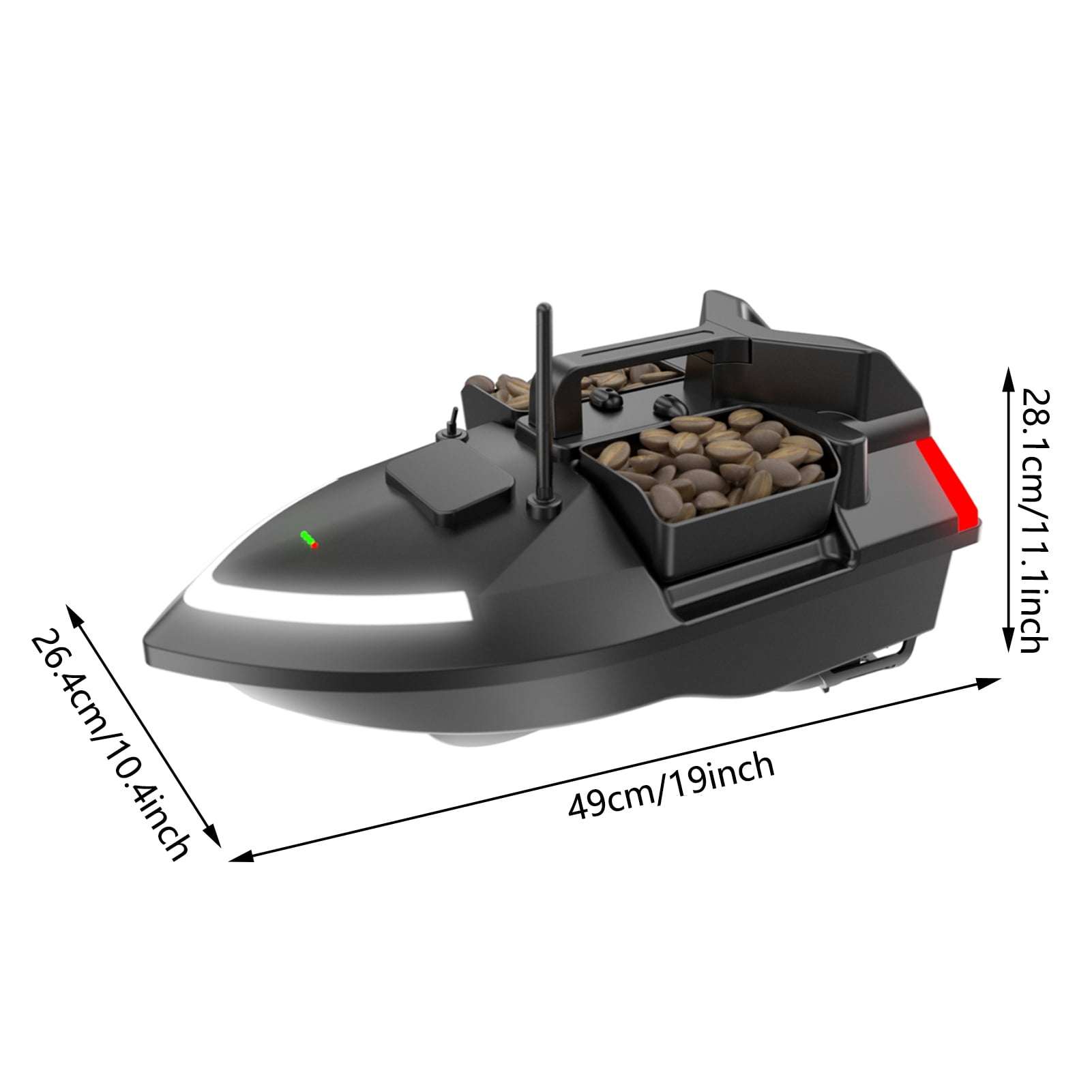 Light GPS Fishing Bait Boat 500m Remote Control Bait Boat Dual Motor Fish Finder 2KG Loading Support Automatic Cruise/Return/Route Correction With Night Light Turn Signal For
