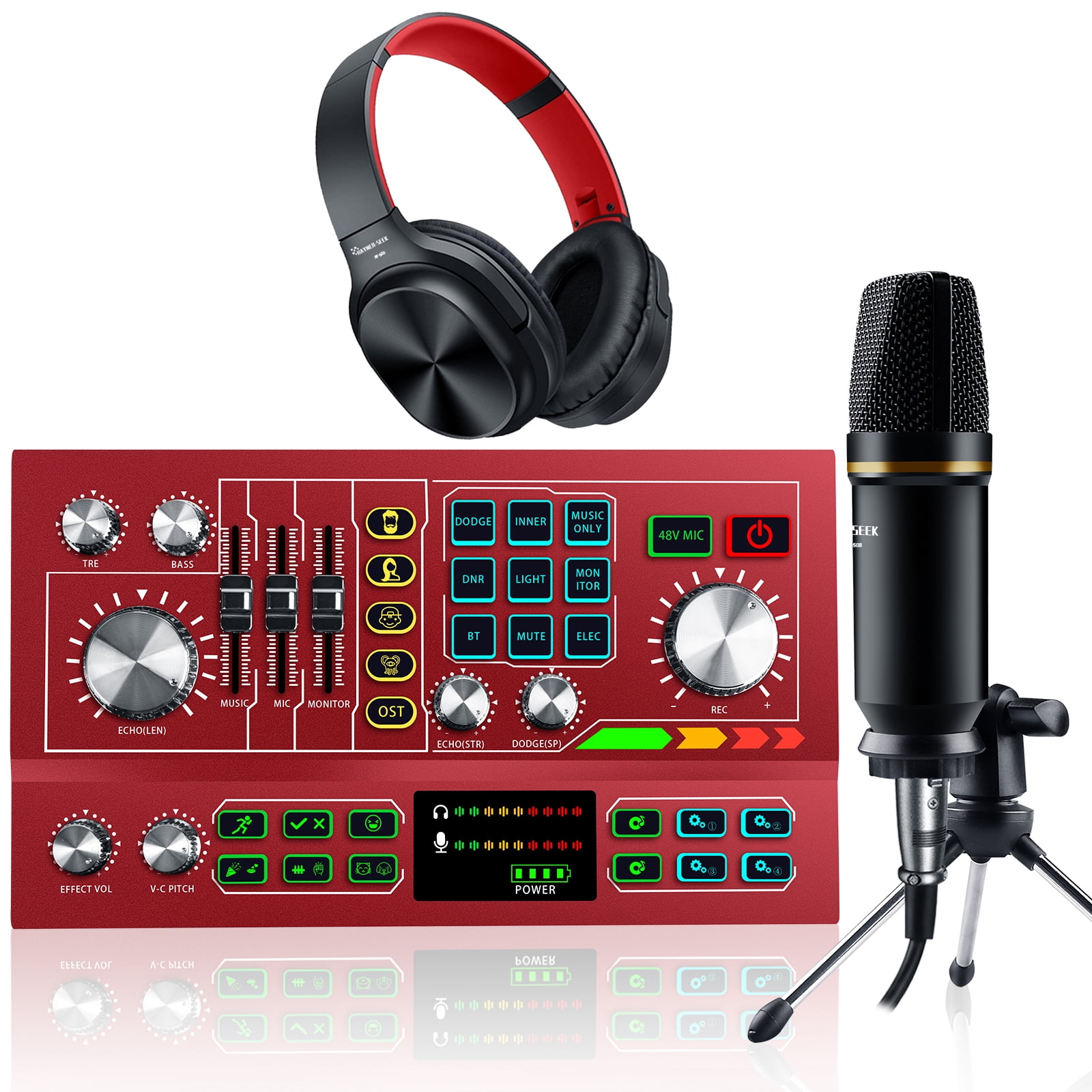 Hayner-Seek All-In-One Microphone, Aluminum Alloy Black, 20Hz-20KHz