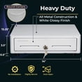 thumbnail image 4 of Volcora Cash Register Drawer for (POS) Point of Sale System with Round Corner 13", Removable Coin Tray, 4 Bill/5 Coin, 24V, RJ11/RJ12 Key-Lock, Media Slot,Cash Till for Businesses, White, 4 of 4