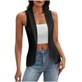 thumbnail image 2 of Wiyuqeen Women's Sleeveless Open Front Cardigan Vests Eyelet Embroidery Lapel Collar Cardigans Solid Lightweight Summer Jacket Vests, 2 of 8