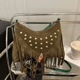 thumbnail image 3 of XINXIAOO Women's Retro Messenger Bag with Fringe & Studs, Casual Crossbody Shoulder Purse for Daily Use, 3 of 7