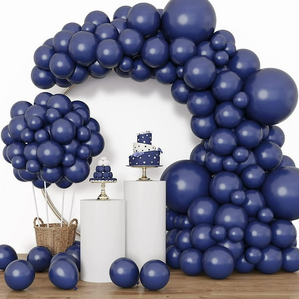 Rubfac 129 Piezas Globos Azul Marino Globos de Látex Diferentes Tamaños 18 12 10 5 Pulgadas Kit de Globos de Fiesta para Fiesta de Cumpleaños Graduación Baby Shower Boda Ho