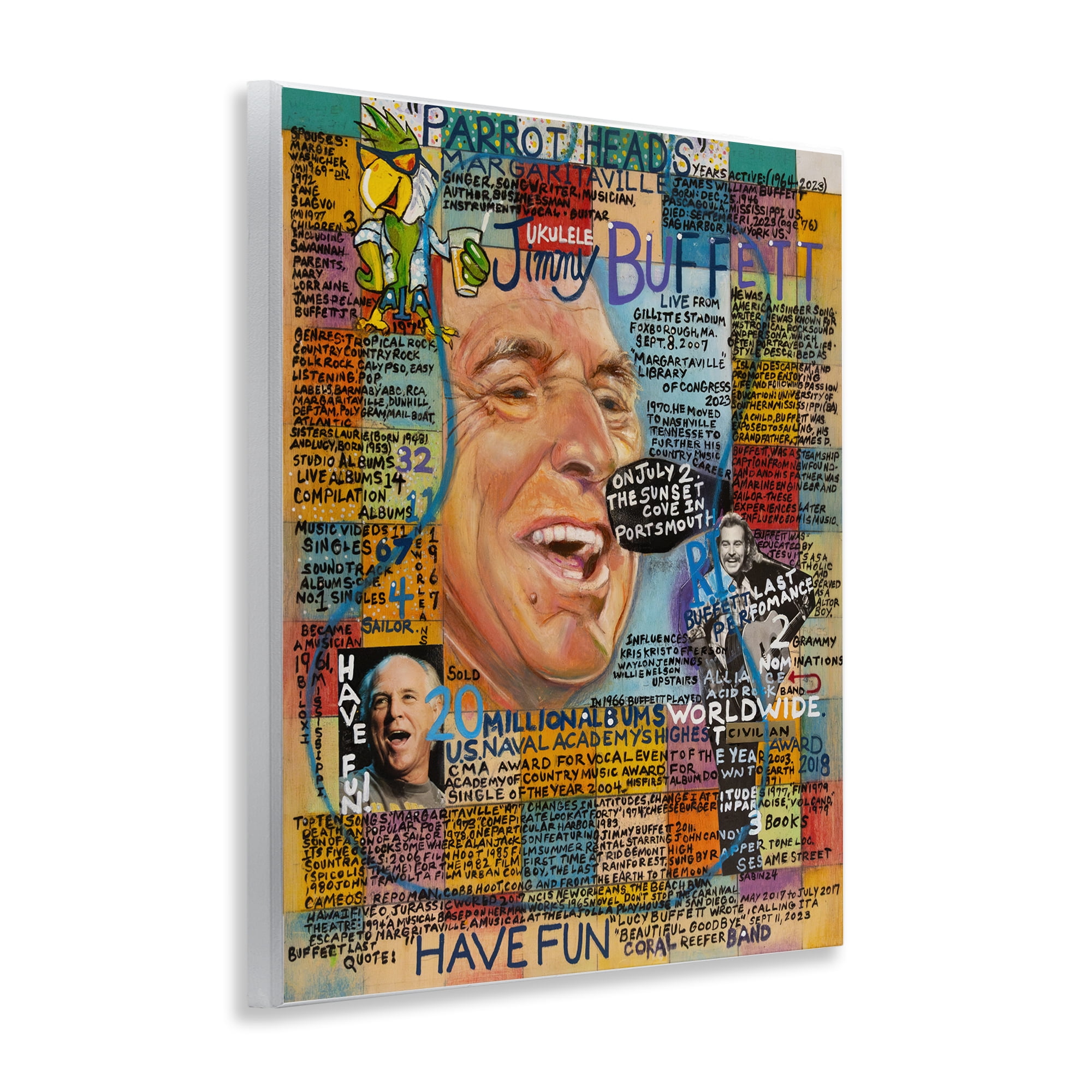 Stupell Industries Jimmy Buffet Collage People Drawing Unframed Art Print Wall Art, 11 x 14