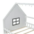 thumbnail image 4 of MAYEERTY Full Size Wood House Bed with Window and Fence, White, 4 of 17