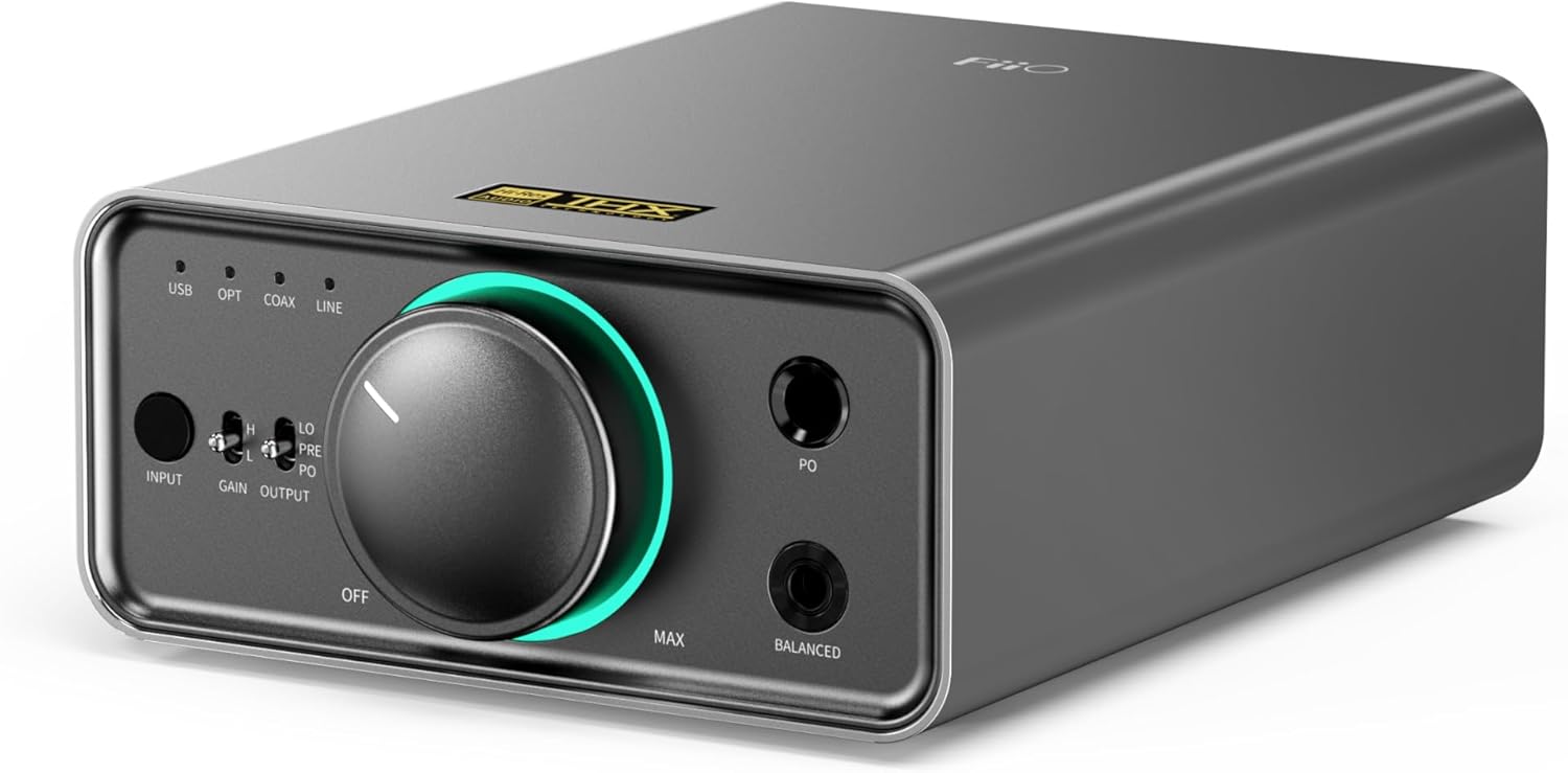 FiiO K7 Amplificatore DAC Bilanciato Per Cuffie – Doppio AK4493S, XMOS XU208, PCM384 DSD256, Ingressi USB/ottico/coassiale/RCA, Uscite 6.35 E 4.4 Mm, Titanio