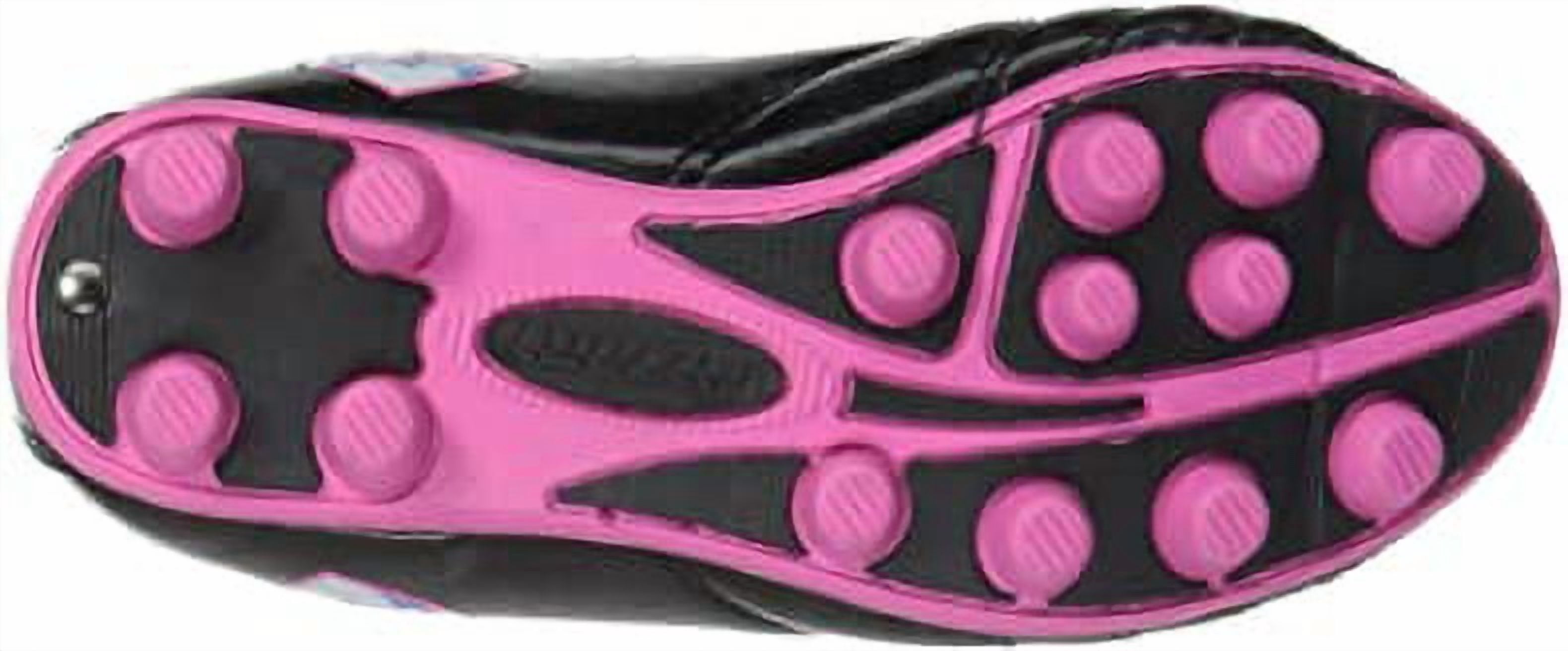 Vizari Shiny Retro Hearts Firm Ground Soccer Shoe for Boys and Girls - Black /Pink