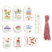 Christmas Kraft Paper Tags Xmas Holiday Tags Present Wrap Card for Label Package 50PCS with Red Rope