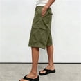 thumbnail image 4 of Mifsaly Capri Cargo Pants for Women Elastic Drawstring Waist Cropped Trousers with Pockets Lightweight Casual Knee Length Vacation Summer Capris Army Green,L, 4 of 7