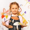 thumbnail image 2 of Colorful Mushroom Plant Black Pattern Kids Aprons for Girls and Boys,Adjustable Neck Strap Toddler Aprons for Kids Cooking Baking, 2 of 6