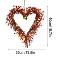 thumbnail image 3 of Yatlte Valentine's Day Heart Wreath, Grapevine Red Berry for Indoor Outdoor Decorations, Artificial Red Berries Wreath with LED Lights for Valentines Day Gift Hang Indoor Decor, 3 of 7