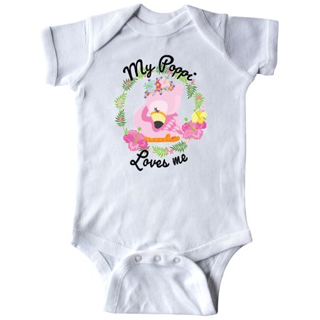 

Inktastic Baby Flamingo My Poppi Loves Me with Flower Wreath Gift Baby Boy or Baby Girl Bodysuit