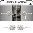 thumbnail image 4 of Knobelite (5 Pack Keyed Alike Entry Door Lever [Lock with 3 Combo Keys],Locking Door Handle for Office or Front Door,Satin Nickel Finish Wave Entrance Door Lock, Reversible Right & Left Side Handed, 4 of 6