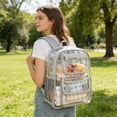 thumbnail image 4 of RRJ Clear Backpack For Study Concert Stadium Security Check, Transparent PVC Backpack Large Capacity Teen Bookbag, Waterproof Lightweight College Rucksack, Approved Carry On Bag For Sports Events, 4 of 6