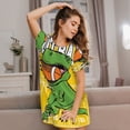 thumbnail image 3 of Fotbe T-Rex Playing Football Pattern Women's Cotton Nightgown Sleepwear Short Sleeves Shirt Casual Print Sleepdress, 3 of 6