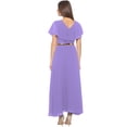 thumbnail image 3 of eloria Women's Georgette Frilled Design V Neck Sleevless Party Long Maxi Dress, Color : Baby Purple | Size : XS, 3 of 5