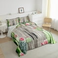 thumbnail image 3 of Castle Fairy Teens Floral Green Cactus 3 Pieces Queen Comforter Set,Old Barn Door Ultra Soft Bedding Sets,Botanical Plants Bedding Comforter Set Breathable,Microfiber Bedroom Decor,Reversible, 3 of 8