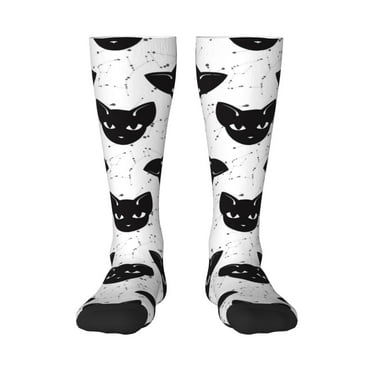 Knee High Socks - Artistic Cat Face Black Softball Soccer Socks basketball Football Socks Casual Long Socks for Women/Men Tube Socks