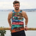 thumbnail image 6 of Pofeuu Tropical Vacation Essentials Print Men's Workout Tank Tops Sleeveless Muscle Gym Shirt Quick Dry-, 6 of 7