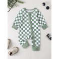 thumbnail image 3 of ZINTAOZT Newborn Baby Girl Boy One Piece Checkerboard Romper Long Sleeve Zipper Jumpsuit Spring Fall Clothes 0-12M, 3 of 8