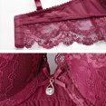 thumbnail image 3 of Conjunto de ropa interior Qarigey para mujer Sujetador clásico sexy Transpirable Agradable a la piel push-up Rojo 70B, 3 of 6