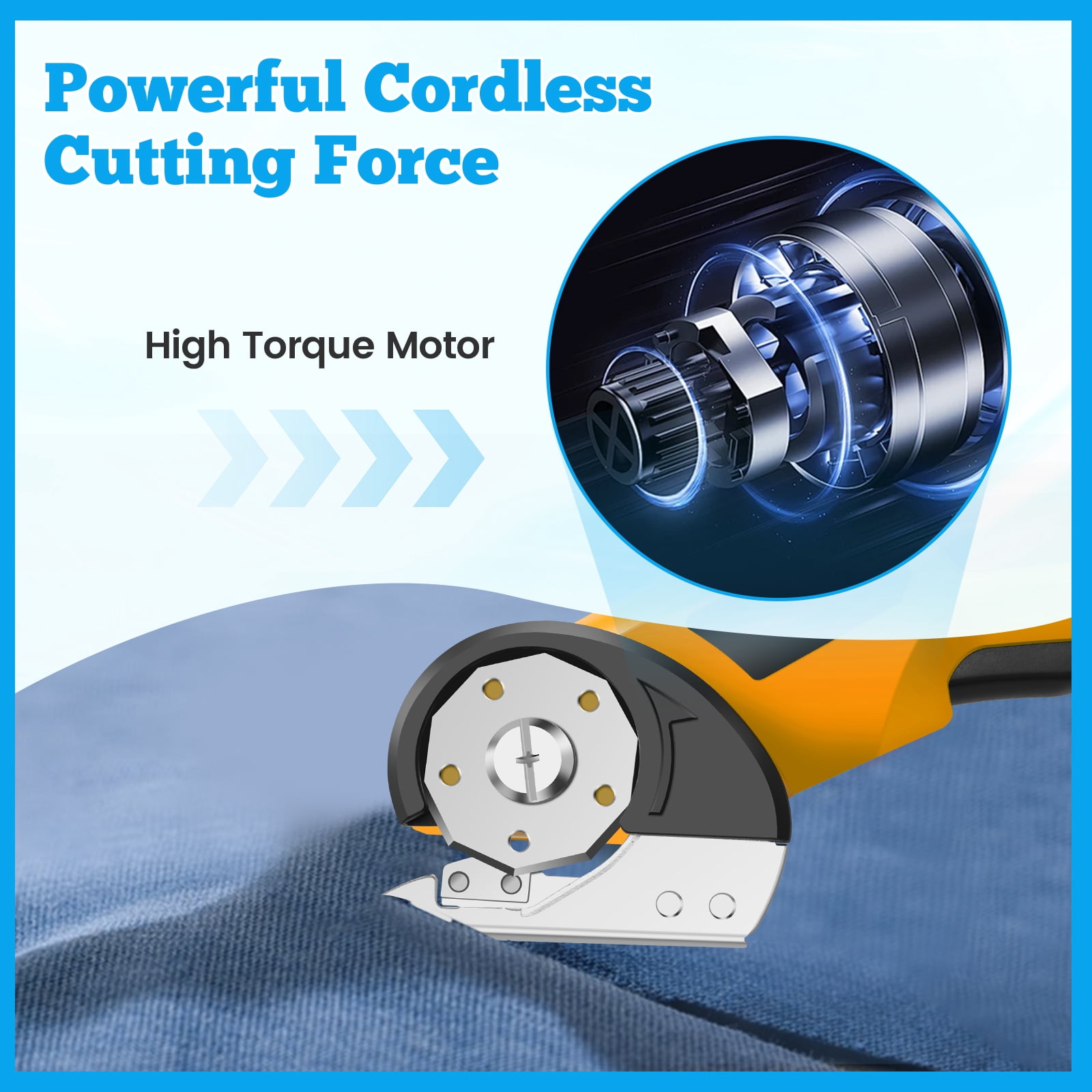 Cordless Electric Scissors with 3 Spare Blades Rechargeable Cardboard Cutter 1500mAh Battery Fabric Scissors for Box Carpet Plastic Fabric