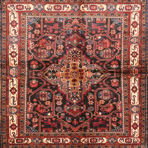 Ahgly Company Machine Washable Indoor Square Traditional Saffron Red Area Rugs, 7' Square