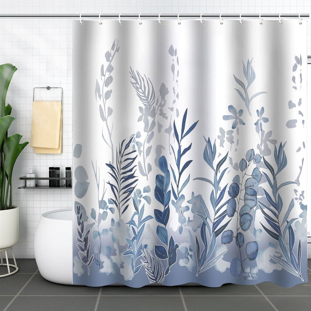 Cortina de baño, cortina de ducha de plantas verdes, impermeable y a prueba de moho, impresión digital 3D, partición de cortina de baño de bosque, no requiere perforación, xtl925, 90*180