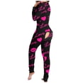 thumbnail image 1 of WZXFASHION Combinaison de Nuit pour Femmes à Imprimé, Manches Longues, Boutons et Rabat, Justaucorps, Barboteuse, Tenue de Nuit pour Femmes, Rouge, G, 1 of 7