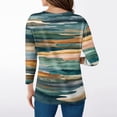 thumbnail image 5 of Women's T Shirt Print 3/4 Sleeve Daily Weekend Fashion Basic V- Neck Regular Top Green L, 5 of 5