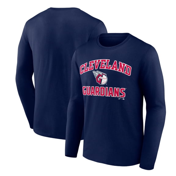 Men's Logo Athletic Navy Cleveland Guardians Heart & Soul Long Sleeve T-Shirt