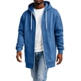 thumbnail image 6 of Mens Long Hoodies Full Zip Fleece Lined Long Sleeve Drawstring Hooded Cardigan Jacket Open Front Sweatshirt, 6 of 8