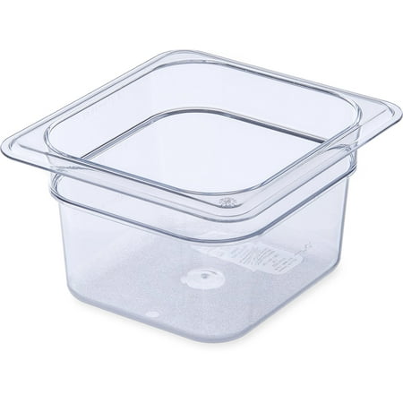- (3068407) StorPlus Food Pans, Set of 6 (1/6 Size, 1.7-Quart, 4-Inch Deep, Polycarbonate, Clear, NSF), Ideal for use in chilled/frozen storage and non high temperature.., By Carlisle