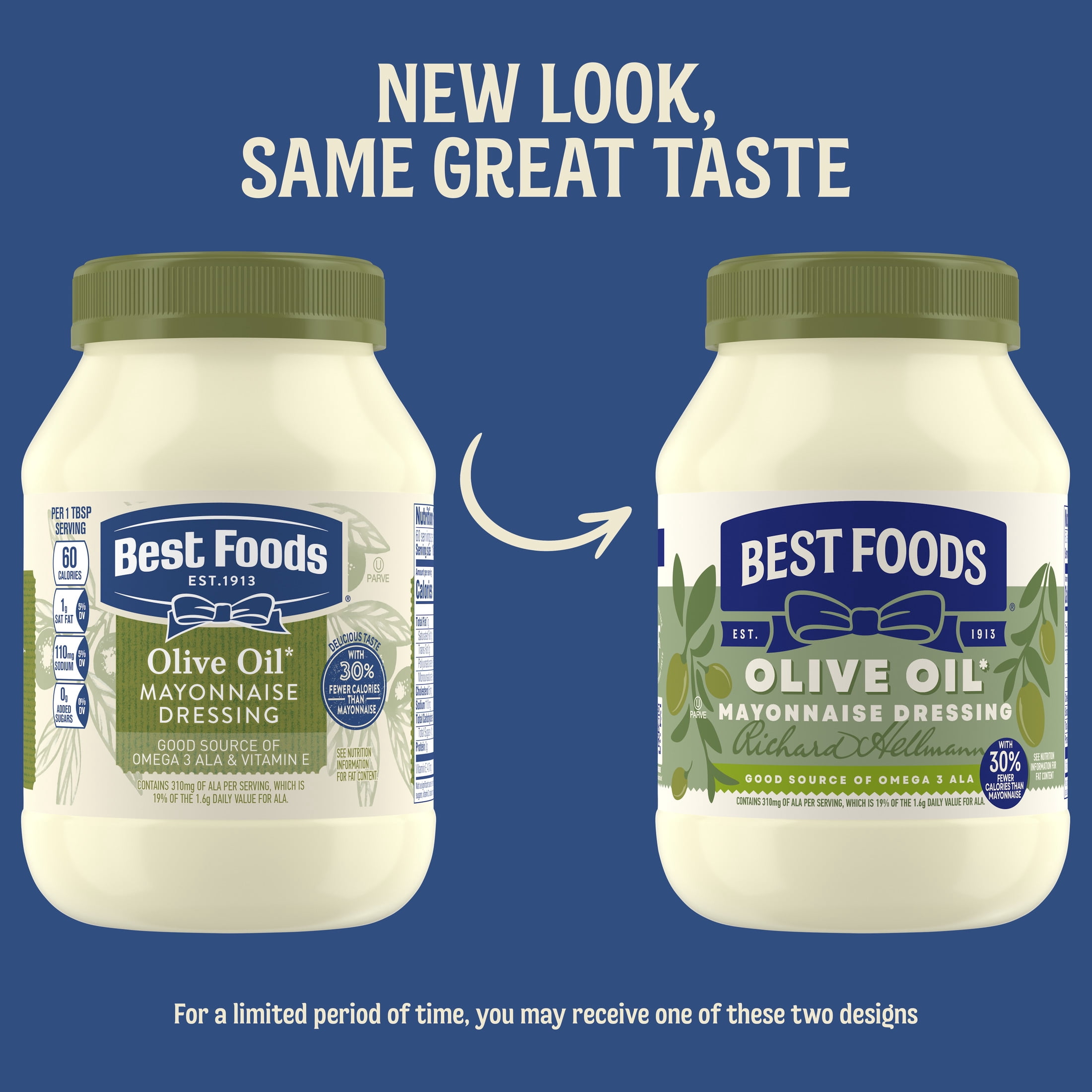 Best Foods High in Omega-3 ALA and Vitamin E Olive Oil Mayonnaise, 30 fl oz Jar