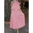 thumbnail image 6 of Womens 2 Piece Skirt Sets Summer Striped Sleeveless Tank Tops Midi Dress Travel Vacation Outfits Matching Sets, 6 of 6