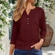 thumbnail image 2 of Tops de Manga Larga de las Mujeres Casual con Detalle de Botón, Blusa con Cuello en V para Otoño Invierno Primavera Diaria, 2 of 9