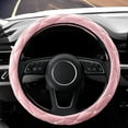thumbnail image 2 of Cute Diamond Soft Light Pink Leather Anti-Slip Steering Wheel Cover with Bling Bling Crystal Rhinestones, Universal 15 Inch for Women Girls, Fit Vehicles, Sedans, SUVs, Vans, Trucks, 2 of 5