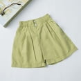 thumbnail image 3 of OGLCCG Kids Girls Summer Casual Shorts High Waist Cotton Wide Leg Pull-On Shorts Solid Color Loose Fit Pleated Shorts 3-13 Years, 3 of 5