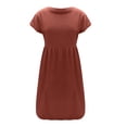 thumbnail image 3 of Jiyugala Summer Dresses 2023 Solid Color Fashion OL Cotton Linen Round Neck Dress, 3 of 6