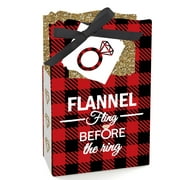 Big Dot of Happiness Flannel Fling Before the Ring - Buffalo Plaid Bachelorette Party Favor Boxes - Set of 12