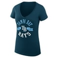 thumbnail image 2 of Women's G-III 4Her by Carl Banks Navy Tampa Bay Rays Super-Slim Fit Lightweight City Graphic V-Neck T-Shirt, 2 of 5