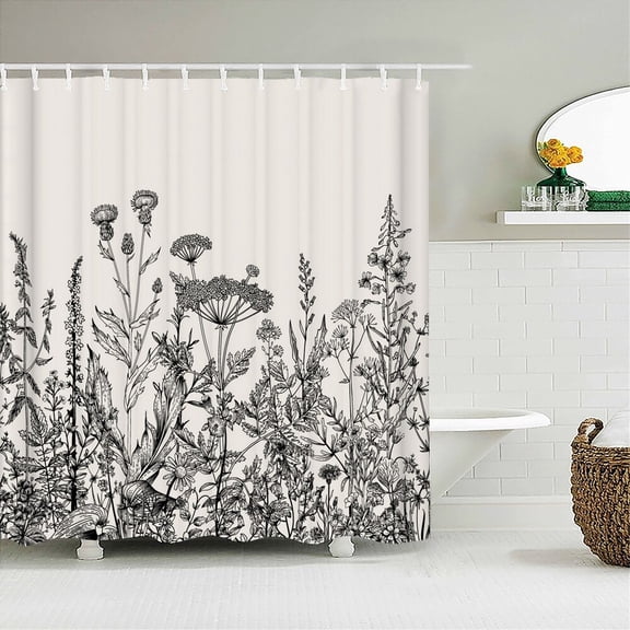 Flowers Plants Leaves Printed Shower Curtain Bathroom Waterproof Shower Curtains Large 180x200cm for Bathroom Curtain With