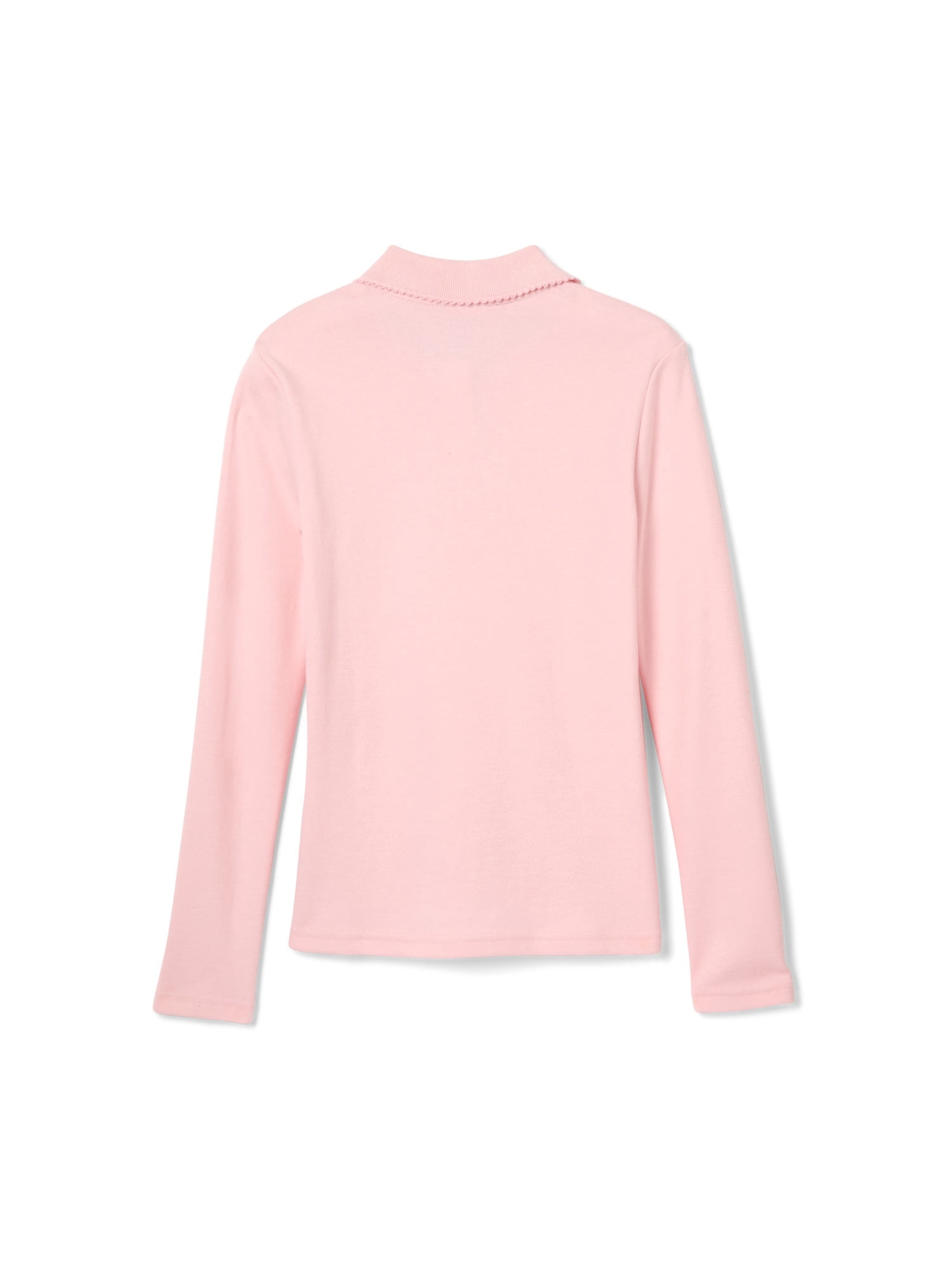 French Toast Girls School Uniform Long Sleeve Picot Collar Interlock Polo Shirt, Sizes 4-20 & Plus
