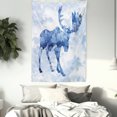 thumbnail image 4 of Moose Tapestry, Blue Pattern Pine Needles Spruce Tree with Antlers Deer Family Snow Winter Horns, Wall Hanging for Bedroom Living Room Dorm Decor, 60W X 80L Inches, Blue White, by Ambesonne, 4 of 5