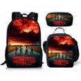thumbnail image 1 of Stranger Things Mochila con estampado 3D, bolsa de almuerzo, estuche para lápices, conjunto de tres piezas, bolso de doble hombro para uso escolar y en viajes, 1 of 5