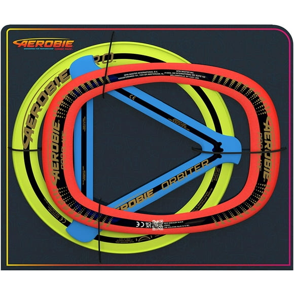 Aerobie 3-Piece Flying Ring Combo Pack with Pro Ring, Orbiter Boomerang, and Pro Blade, Lightweight Kids Toys for Disc Golf & Outdoor Games